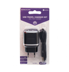Зарядний пристрій Borofone BA25A 12W 2.4A 2USB-A з кабелем Micro USB black PLS-00-00054091