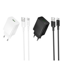 Мережевий Зарядний Пристрій Borofone BAS72A 1USB QC 18W+USB to Type-C М'ята упаковка Чорний ma199845_515755