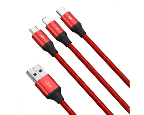 Кабель Baseus Rapid 3-in-1 USB to Micro / Lightning / Type-C 3.5A 1.2m CAJS0000 Колір Чорний, 01