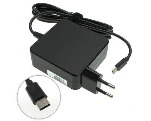 Блок живлення для ноутбука ASUS USB-C 65W, Type-C, квадратний, адаптер+перехідник, Black