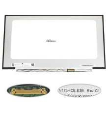 Матриця 17.3 N173HCE-E3B (1920*1080, 30pin(eDP, IPS, 500 cd/m2, 100% DCI-P3), LED, SLIM(без планок та вушок), матова, роз'єм праворуч знизу) для ноутбука