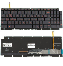 Клавіатура для ноутбука DELL (G15: 5510, 5515), rus, black, без кадру, підсвічування клавіш RED (Оригінал) NBB-123393