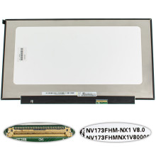 Матриця 17.3" NV173FHM-NX1 (1920*1080, 40pin(eDP, IPS, 120HZ), LED, SLIM(без планок та вушок), матова, роз'єм справа внизу) для ноутбука NBB-124976