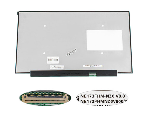 Матриця 17.3" NE173FHM-NZ6 (1920*1080, 40pin(eDP, IPS, 360HZ), LED, SLIM(без планок та вушок), матова, роз'єм праворуч внизу) для ноутбука NBB-125000