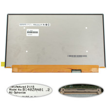 Матриця 14.0" B140ZAN01.2 (3840*2160, 40pin(eDP, IPS), LED, SLIM(без планок та вушок), матова, роз'єм справа внизу) для ноутбука NBB-128576