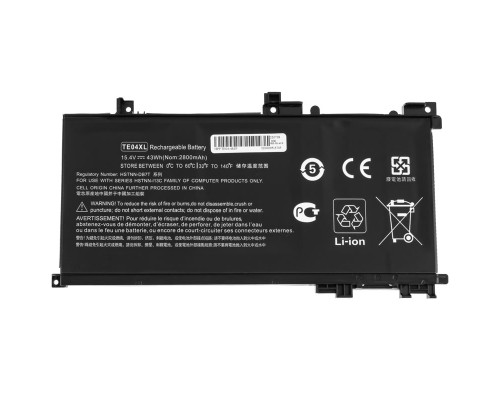 Батарея для ноутбука HP TE04XL (Omen 15-AX200 series) 15.4V 2800mAh Black NBB-128657