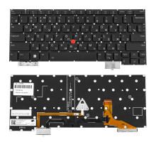 Клавіатура для ноутбука Lenovo (ThinkPad: X13s) rus, black, підсвічування клавіш, без фрейму (ОРИГІНАЛ)