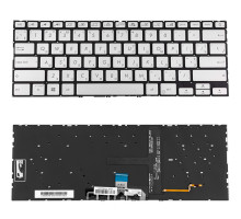 Клавиатура для ноутбука ASUS (UX434 series) ukr, ice-silver, без фрейма, подсветка клавиш(ОРИГИНАЛ) NBB-139577