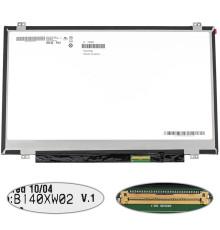 Матриця 14.0 B140XW02 V.1 (1366*768, 40pin, LED, SLIM (вертикальні вушки), глянцева, роз'єм праворуч знизу) для ноутбука
