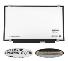 Матриця 14.0 LP140WH2-TLTB (1366*768, 40pin, LED, SLIM (вертикальні вушки), глянець, роз'єм праворуч знизу) для ноутбука (renew) NBB-140383