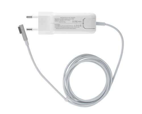 Блок живлення для ноутбука APPLE MagSafe 14.5V, 3.1A, 45W, white, квадратний, з євро-адаптером, L-подібний роз'єм MagSafe NBB-32151