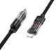 Кабель USB Hoco U116 Transparent PD27W LED Indicator Type-C to Lightning 1.2m Колір Чорний