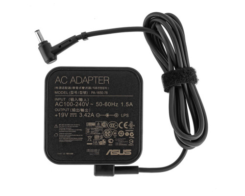 Оригінальний блок живлення для ноутбука ASUS 19V, 3.42A, 65W, 4.5*3.0-PIN, black, квадратний корпус, під ASUS PU500 series, B400A, B400VC, BU400 (без кабеля) (0A001-00041300) NBB-41774