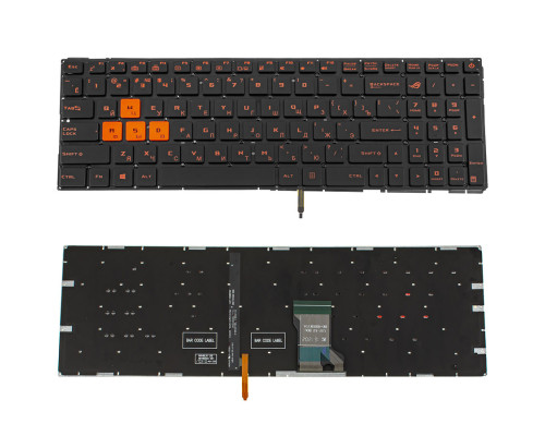 Клавіатура для ноутбука ASUS (GL502VMZ series), rus, black, без фрейма, підсвічування клавіш