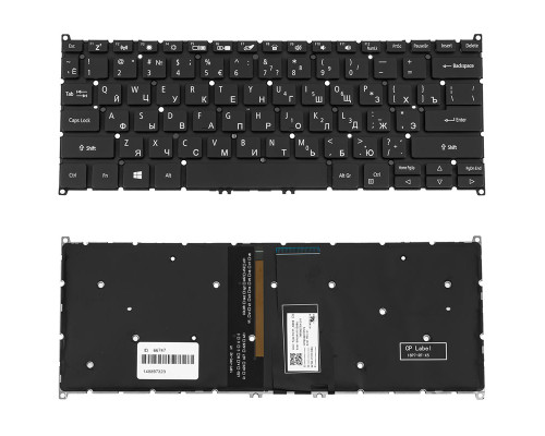 Клавіатура для ноутбука ACER (AS: SP513-52) rus, black, без фрейма, підсвічування клавіш NBB-66747