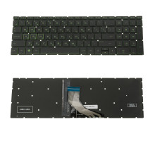 Клавіатура для ноутбука HP (15-cx, 15-ec) rus, black, без фрейма, підсвічування клавішGREEN (оригінал)