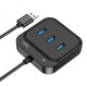Хаб USB Hoco HB31 Easy 4-in-1 converter(USB to USB3.0*4)(L=1.2M) Колір Чорний