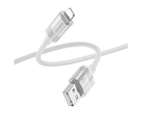 Кабель USB Borofone BU44 Sincero Lightning 2.4A 1.2m Колір Сiрий 6941991109546