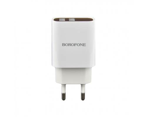 Мережевий Зарядний Пристрій Borofone BA58A Digital Display Type-C 2USB 2.4A Колір Бiлий 6931474749154