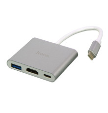 Перехідник Hoco HB14 Type-C to USB3.0+HDMI+PD Колір Сталевый 6931474725790 ma27409_1830660