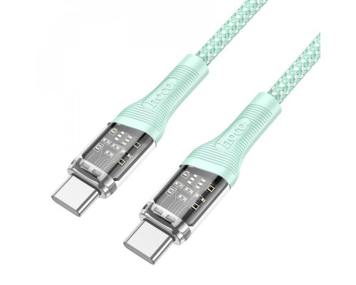 Кабель Hoco U111 Transparent Discovery 60W Type-C to Type-C (1.2m) green