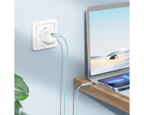 Кабель Hoco U111 Transparent Discovery 60W Type-C to Type-C (1.2m) green