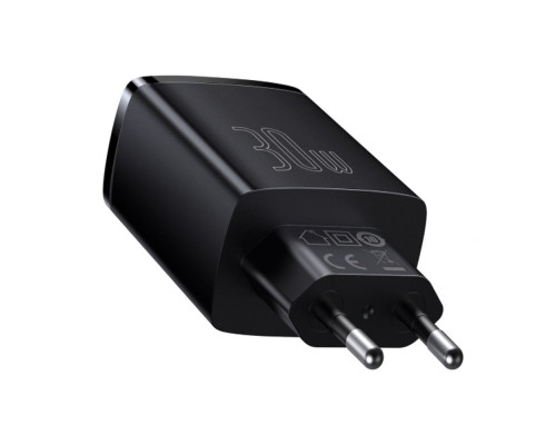 МЗП Baseus Compact Quick Charger 30W QC+ PD (1Type-C + 2USB) black