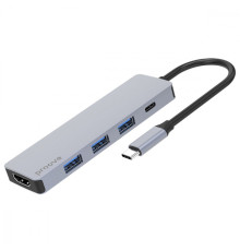 Type-C-Хаб Proove Iron Link 5 in 1 (3*USB3.0 + Tyce C + HDMI) silver