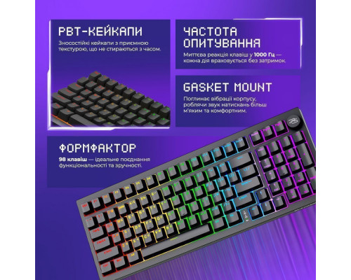 Бездротова клавіатура Proove Gaming Slicker Pro (Ukraine Layout) black/purple 2003000301823 6901119416796