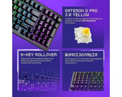 Бездротова клавіатура Proove Gaming Slicker Pro (Ukraine Layout) black/purple 2003000301823 6901119416796