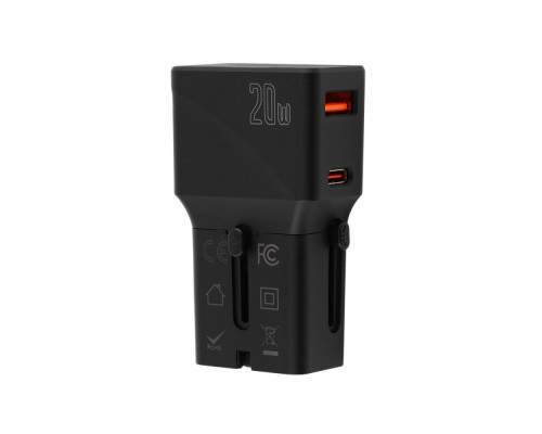 Travel Adapter Yesido MC17 Type-C 20W (UK/EU/US/AUS) black