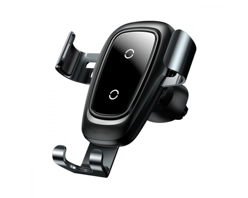 Тримач в машину з Бездротовим ЗП Baseus Metal Gravity Car Mount (Air Outlet Version) 1.7A QC3.0 gray