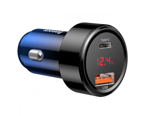 АЗП Baseus Magic Series Digital Display PD 3.0 QC 4.0+ 45W USB + Type-C blue