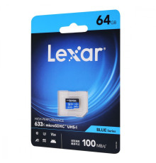 Накопичувач Micro SDXC Card LEXAR 633x (Class 10 UHS-I U3) 64GB