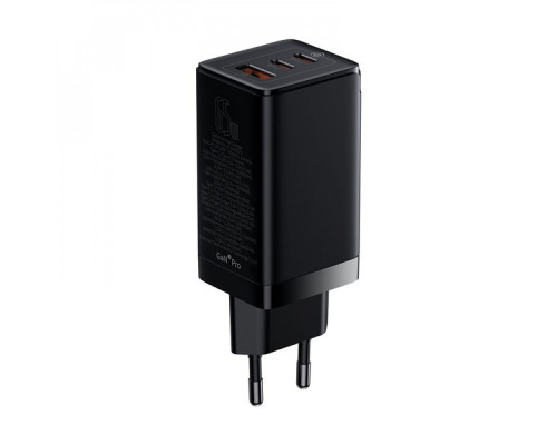 МЗП Baseus GaN3 Pro 65W (2 Type-C + USB) + Cable Type-C to Type-C 100W (1m) black