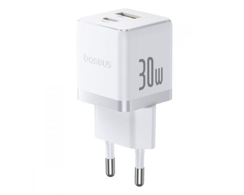МЗП Baseus Palm Fast Charger Type-C+USB 30W (With Cable Type-C to Type-C 60W 1m) white 2003000211078 6932172677336