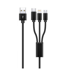 Кабель Proove Triple Connection 3 in 1 Type-C + Micro USB + Lightning (1,2m) black