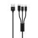 Кабель Proove Triple Connection 3 in 1 Type-C + Micro USB + Lightning (1,2m) black