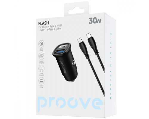АЗП Proove Flash 30W (Type-C + USB) + Cable Type-C to Type-C black 2003000238846 6901111255263