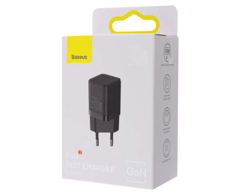 МЗП Baseus GaN3 Fast Charger 30W (1 Type-C) black