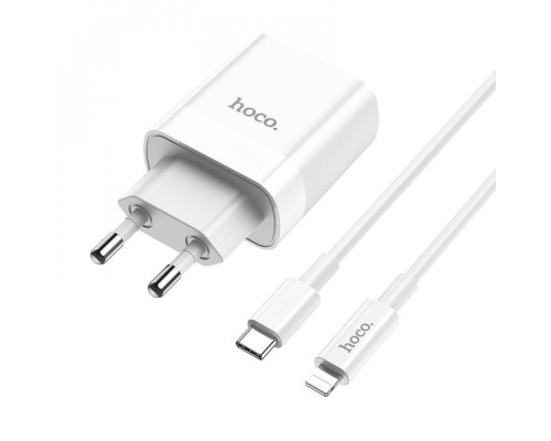 МЗП Hoco C80A Rapido + Cable (Type-C to Lightning) 20W PD+QC3.0 Type-C + USB white