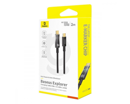 Кабель Baseus Explorer Series Auto Power-Off Type-C to Type-C 100W (2m) black 2003000171709 6932172660604