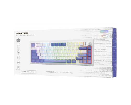 Бездротова клавіатура Proove Gaming Raster (Ukraine Layout) white/purple 2003000355925 6901116166663