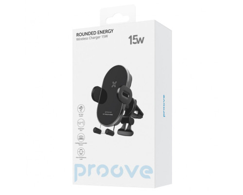 Тримач в машину з Бездротовим ЗП Proove Rounded Energy 15W black