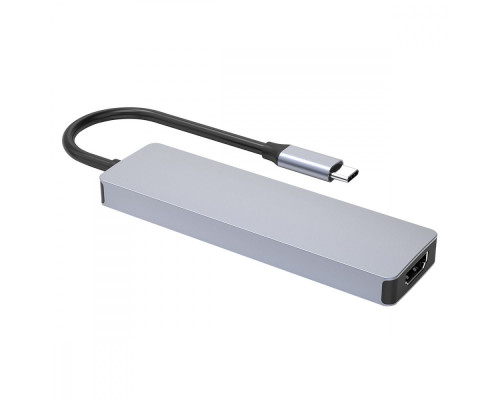 Type-C-Хаб Proove Iron Link 5 in 1 (3*USB3.0 + Tyce C + HDMI) silver