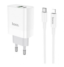 МЗП Hoco C80A Rapido + Cable (Type-C to Lightning) 20W PD+QC3.0 Type-C + USB white