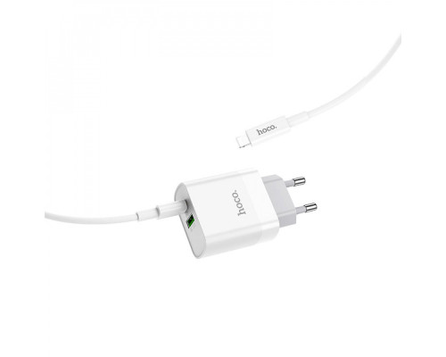 МЗП Hoco C80A Rapido + Cable (Type-C to Lightning) 20W PD+QC3.0 Type-C + USB white