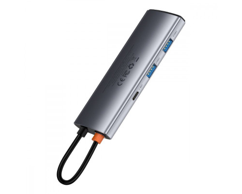 USB-Хаб Baseus Metal Gleam Series 7-in-1 (2xUSB3.0 + 4KHD + Type-C + Type-C PD+ TF + SD) gray