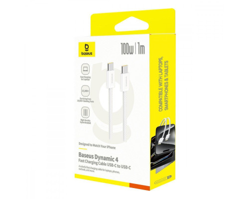 Кабель Baseus Dynamic 4 Fast Charging Type-C to Type-C 100W (1m) white/blue 2003000232189 6932172678555