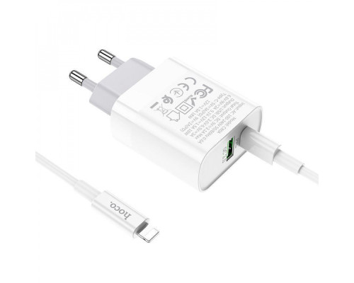 МЗП Hoco C80A Rapido + Cable (Type-C to Lightning) 20W PD+QC3.0 Type-C + USB white